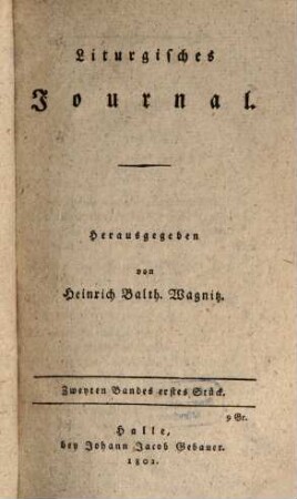 Liturgisches Journal. 2. 1802/03