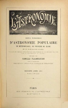 L' astronomie. 13, 13. 1894