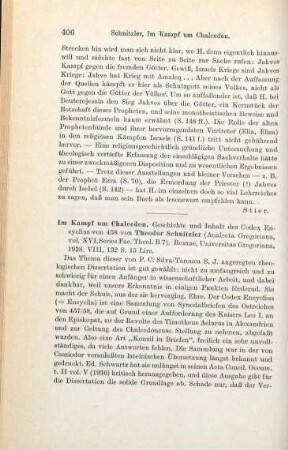 406-407 [Rezension] Schnitzler, Theodor, Im Kampfe um Chalcedon
