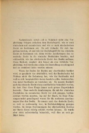 Der Begriff des Besitzes nach römischem und canonischem Recht in Vergleichung mit dem zürcherischen Recht