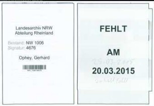 Entnazifizierung Gerhard Ophey , geb. 28.04.1903 (Baecker)