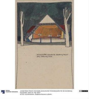 Darmstadt, provisorischer Orchesterpavillon für die Ausstellung, Perspektive
