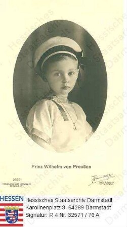 Wilhelm Kronprinz v. Preußen (1906-1940) / Porträt als Kind, in Medaillon, Brustbild