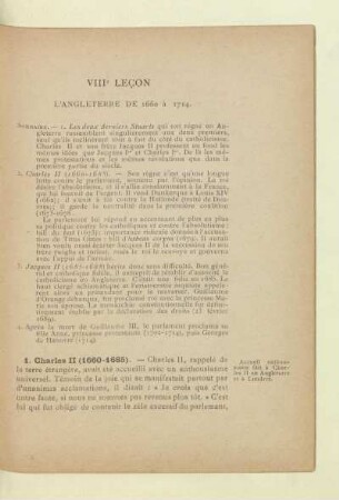 VIIIe leçon L'Angleterre de 1660 à 1714