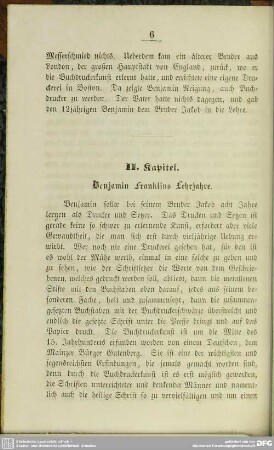 II. Kapitel. Banjamin Franklins Lehrjahre