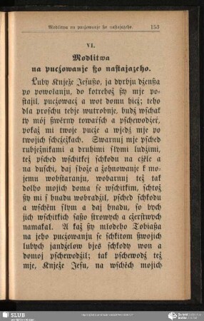 VI. Modlitwa na pucźowanje ßo nastajazeho