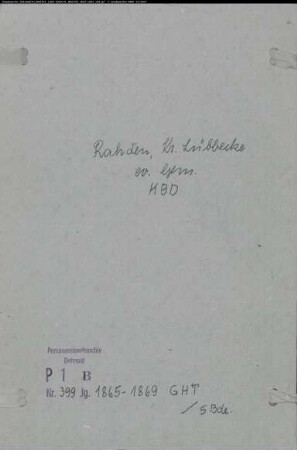 Kirchenbuchduplikat der evangelischen Gemeinde Rahden, Kreis Lübbecke (GHT 1865-1869) (Gemeinde: Evangelische Gemeinde Rahden)