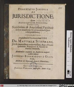 Dissertatio Iuridica De Iurisdictione