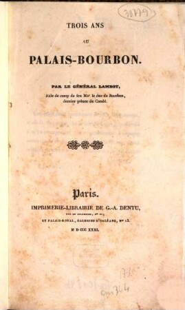 Trois ans au Palais-Bourbon