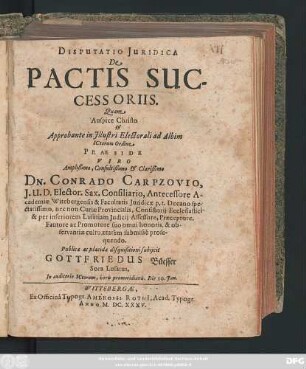 Disputatio Iuridica De Pactis Successoriis