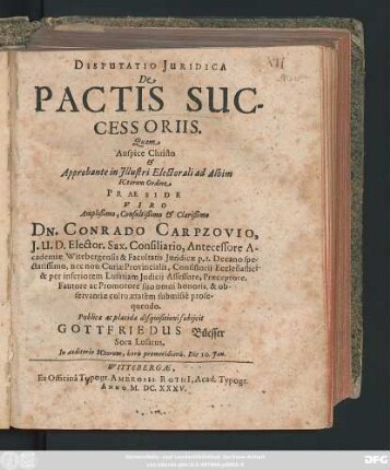 Disputatio Iuridica De Pactis Successoriis