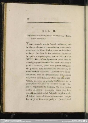 Cap. II. Explicatur locus Promethei de Ius erroribus. Emendatur Pherenicus