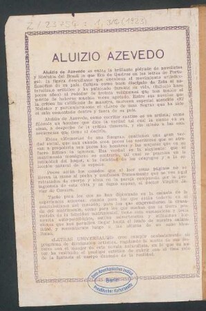 Aluísio Azevedo - [Introducción]