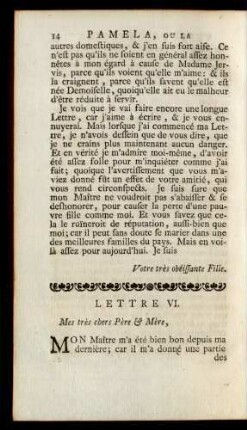 Lettre VI. Mes très chers Père & Mère, ...