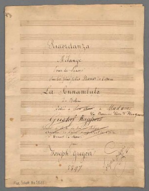 La sonnambula, arrangiert, Klavier. - BSB Mus.Schott.Ha 5533