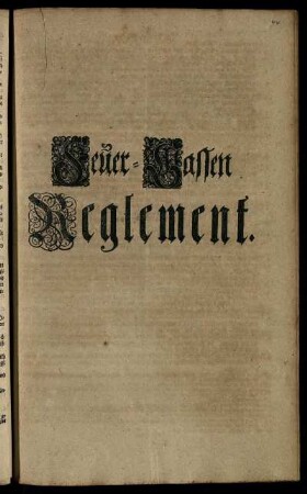 Feuer-Cassen Reglement : [Geschehen Potsdam, den 15. October 1705]