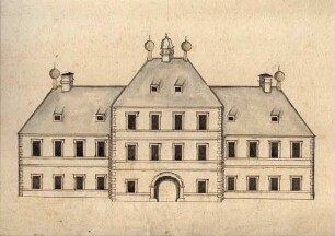 Kirchberg, Schloss: Perspektive. Aufriss. o.B. o.S. Aquarell.