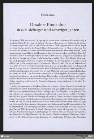 Dresdner Kinokultur in den siebziger und achtziger Jahren
