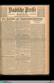 Badische Presse : Generalanzeiger der Residenz Karlsruhe und des Großherzogtums Baden, Morgenausgabe