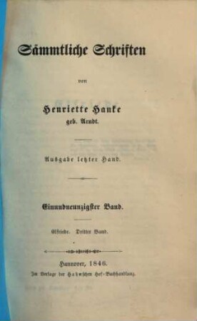 Sämmtliche Schriften : von Henriette Hanke. 91, Elfriede ; 3