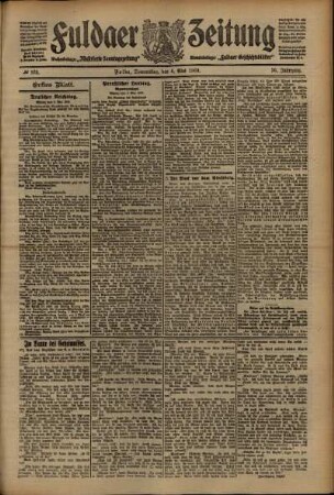 Erste Ausgabe vom Donnerstag, den 06. Mai 1909.
