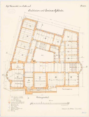 Hörsaal- und Seminargebäude der Martin-Luther-Universität Halle/Saale: Grundriss Untergeschoss 1:100