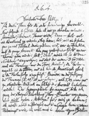 Brief an Hans Bethge