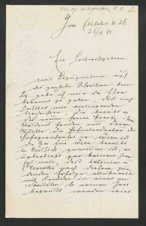 Brief an Musikverlag Bote und Bock : 26.12.1883