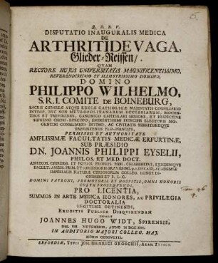 Disputatio Inauguralis Medica De Arthritide Vaga