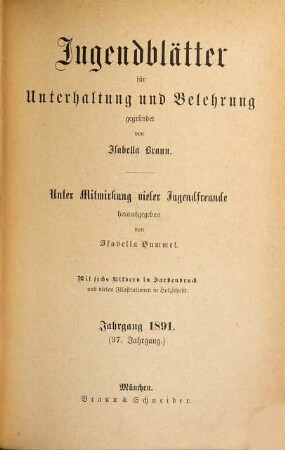 Jugendblätter. 1891 = Jg. 37