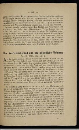 Der Waffenstillstand und die öffentliche Meinung