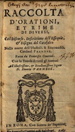 Raccolta d'Orationi et Rime