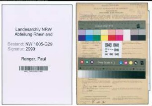 Entnazifizierung Paul Renger , geb. 26.11.1899 (Bahninspektor)