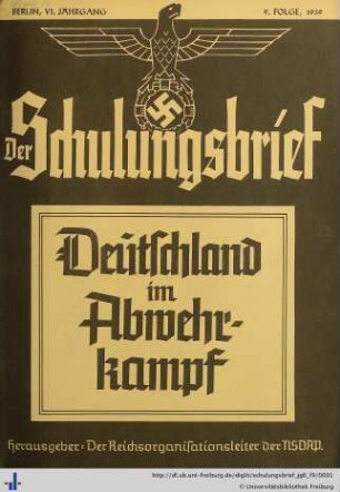 VI. Jahrgang, Folge 9: Der Schulungsbrief