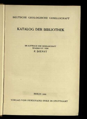 Katalog der Bibliothek