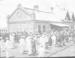 Glasdia vom Bahnhof von "Kiautschou"
