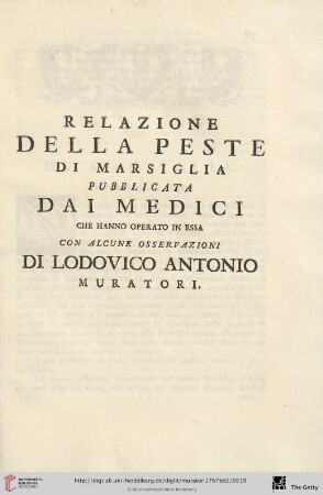 Relazione della peste di Marsiglia
