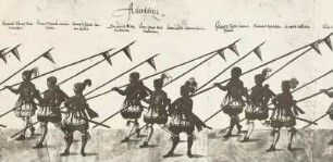 Aufzug zum Fußturnier in Dresden am 15. Januar 1614, Teilansicht mit Gruppe der "Aventurier"