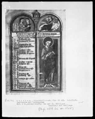Psalterium mit Kalendarium — Kalenderseite Mai mit drei Miniaturen, Folio 2verso