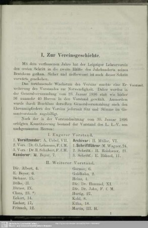 I. Zur Vereinsgeschichte