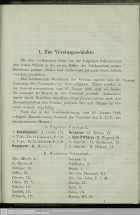 I. Zur Vereinsgeschichte
