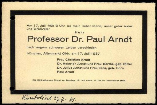 Todesanzeige für P. Arndt