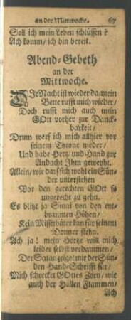 Abend-Gebeth an der Mittwoche