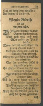 Abend-Gebeth an der Mittwoche