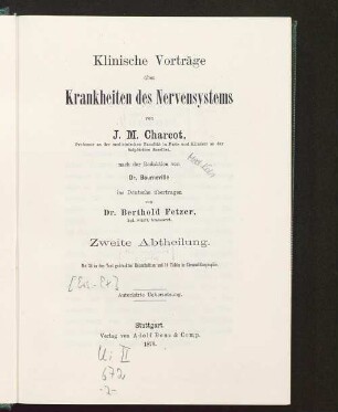2: Klinische Vorträge über Krankheiten des Nervensystems