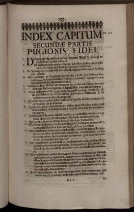 Index Capitum Secundae Partis Pugionis Fidei.