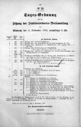 Tages-Ordnung. No. 20 (422-438), 11. November 1908