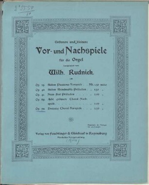 Dreissig Choral-Vorspiele : op. 70