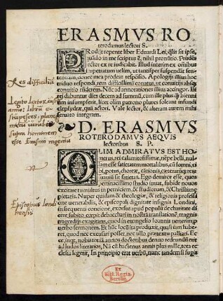 Erasmus Roterodamus lectori S.