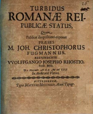Turbidus Romanae reipublicae status